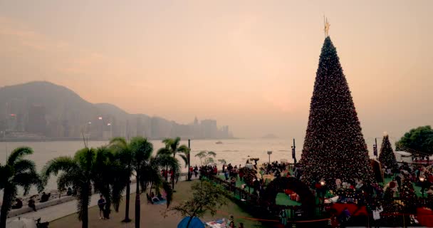 Kış Festivali Noel Kasabası Batı Kowloon Kültür Bölgesi Aralık 2022 — Stok video