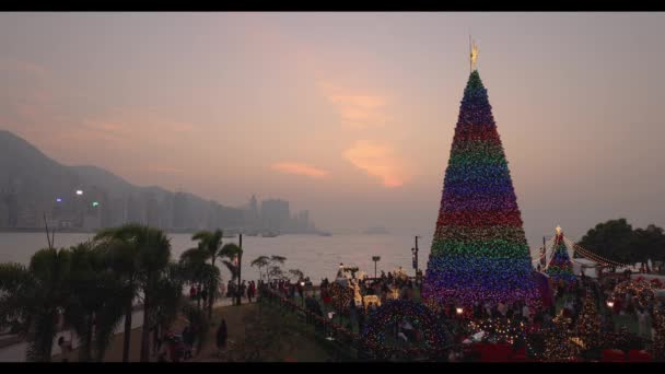 Zimowe Święto Bożego Narodzenia Dystrykt Kulturalny Zachodni Kowloon Dec 2022 — Wideo stockowe