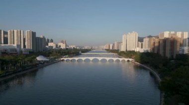 Shing Mun Nehri, Sha Tin, Hong Kong Gün batımında 21 Aralık 2022