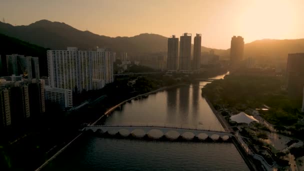 Shing Mun River Sha Tin Hongkong Zachód Słońca Gru 2022 — Wideo stockowe