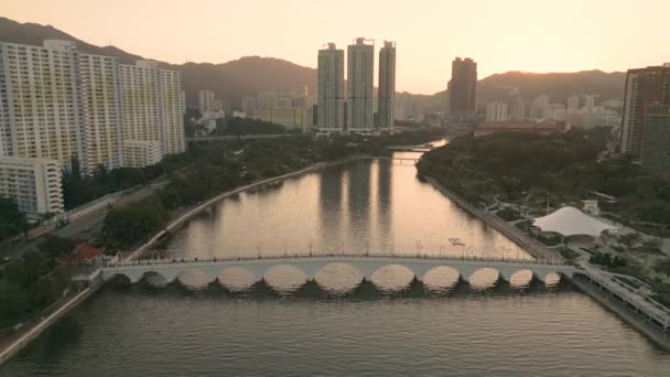 Shing Mun River Sha Tin Hong Kong Durante Tramonto Dic — Video Stock