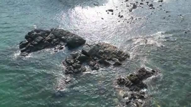 Ujęcie Skalistej Wyspy Wybrzeże Rafy Koralowej — Wideo stockowe