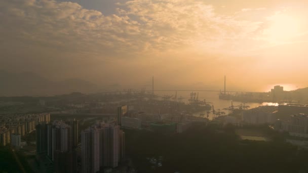 Hong Kong Skyline Ponte Stonecutters Dez 2022 — Vídeo de Stock