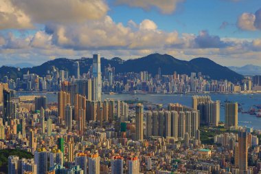 Şehir Bölgesi Hava Görüntüsü, Kowloon, Hong Kong 7 Temmuz 2012