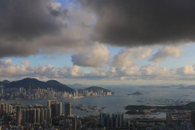 Şehir Bölgesi Hava Görüntüsü, Kowloon, Hong Kong 7 Temmuz 2012