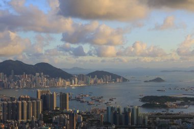 Şehir Bölgesi Hava Görüntüsü, Kowloon, Hong Kong 7 Temmuz 2012