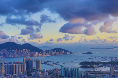 Şehir Bölgesi Hava Görüntüsü, Kowloon, Hong Kong 7 Temmuz 2012