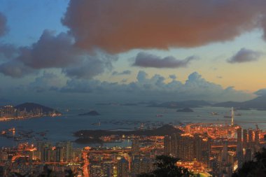Şehir Bölgesi Hava Görüntüsü, Kowloon, Hong Kong 7 Temmuz 2012