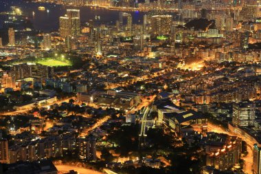 7 Temmuz 2012 Gece Kowloon, Hong Kong şehri. 