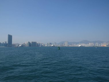 5 Jan 2013 the landscape of Hong Kong harbour at blue sky