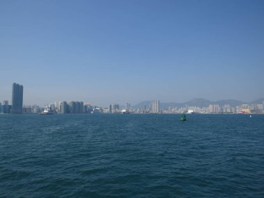 5 Jan 2013 the landscape of Hong Kong harbour at blue sky