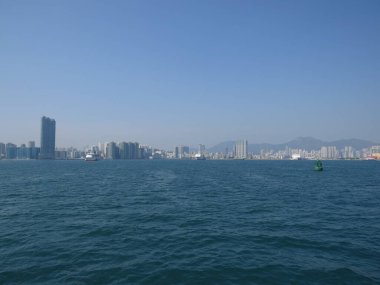 5 Jan 2013 the landscape of Hong Kong harbour at blue sky