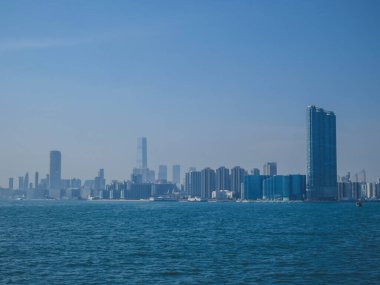 5 Jan 2013 the landscape of Hong Kong harbour at blue sky