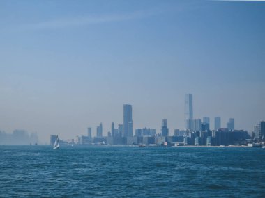 5 Jan 2013 the landscape of Hong Kong harbour at blue sky