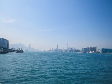 5 Jan 2013 the landscape of Hong Kong harbour at blue sky