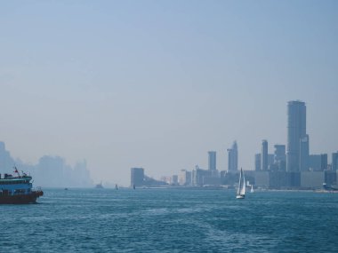 5 Jan 2013 the landscape of Hong Kong harbour at blue sky