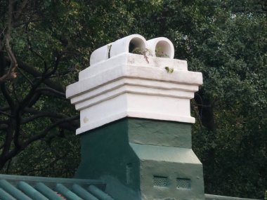 the Smoke stack on the roof of a house