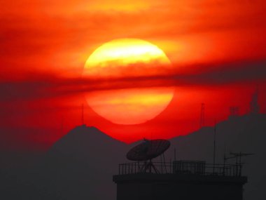 sun at the sunset time, close up the sun