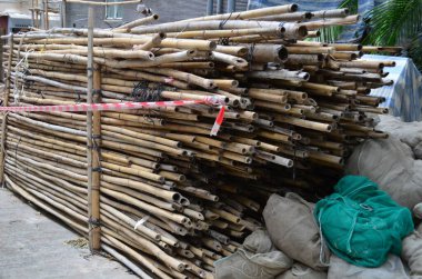 a Bamboo scaffolding still widely used in construction in HK
