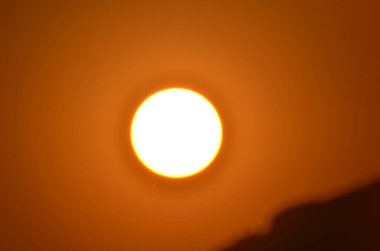 sun, close up of the orange sun