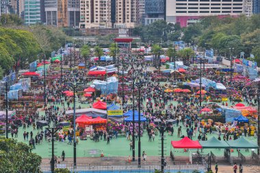 Traditional chinese lunar new year fair in Hong Kong 21 Jan 2023