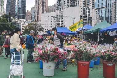 Traditional chinese lunar new year fair in Hong Kong 21 Jan 2023