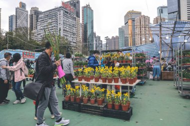 Traditional chinese lunar new year fair in Hong Kong 21 Jan 2023
