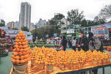Traditional chinese lunar new year fair in Hong Kong 21 Jan 2023