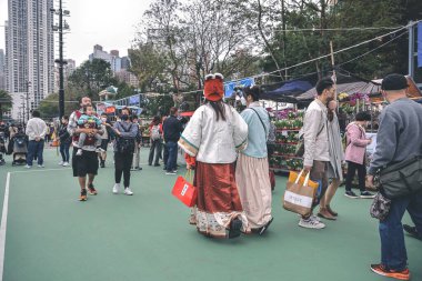 Traditional chinese lunar new year fair in Hong Kong 21 Jan 2023