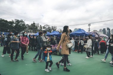 Traditional chinese lunar new year fair in Hong Kong 21 Jan 2023