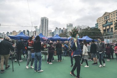 Traditional chinese lunar new year fair in Hong Kong 21 Jan 2023