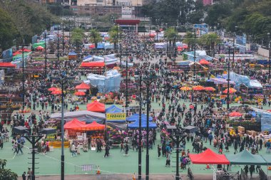 Traditional chinese lunar new year fair in Hong Kong 21 Jan 2023