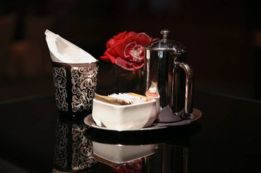 a Dining table set for a wedding or corporate event