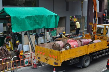 20 April 2013 Historic electric tram bus in Central District of HK