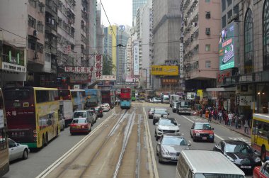 20 April 2013 Historic electric tram bus in Central District of HK