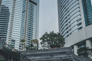 20 April 2013 view with famous trams at Admiralty district of Hong Kong