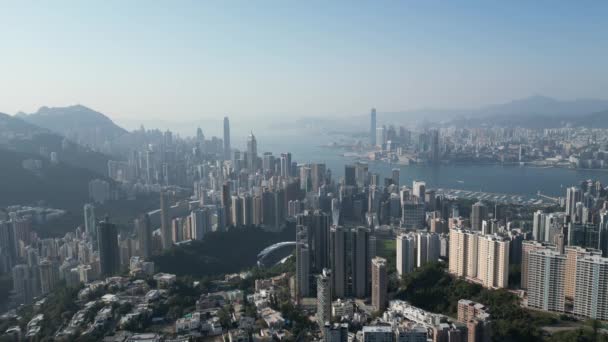 View Hong Kong City Jardines Lookout Point January 2023 — Vídeo de Stock