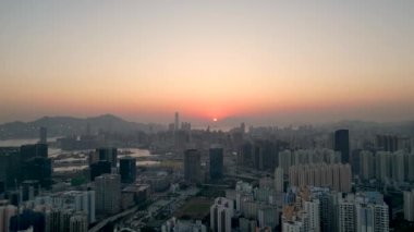 Sunset of Kowloon bay cityscape From Ping Shan 29 Jan 2023