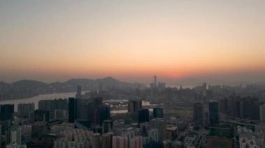 Sunset of Kowloon and HK cityscape From Ping Shan 29 Jan 2023