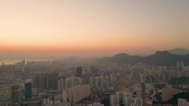 Sunset of Kowloon bay cityscape From Ping Shan 29 Jan 2023