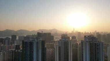 Sunset of Kowloon bay cityscape From Ping Shan 29 Jan 2023