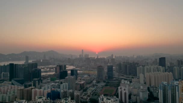 Sunset Kowloon Cityscape Ping Shan Jan 2023 — 图库视频影像