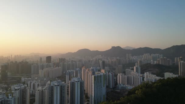 Sunset Kowloon Bay Cityscape Ping Shan Jan 2023 — стокове відео