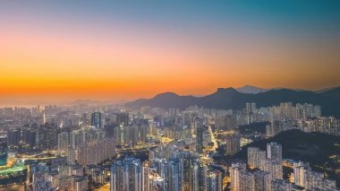 Sunset of Kowloon and HK cityscape From Ping Shan 29 Jan 2023