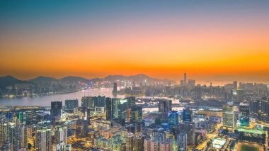 Sunset of Kowloon and HK cityscape From Ping Shan 29 Jan 2023