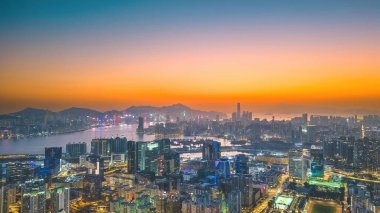 Sunset of Kowloon and HK cityscape From Ping Shan 29 Jan 2023