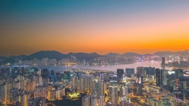 Sunset of Kowloon and HK cityscape From Ping Shan 29 Jan 2023