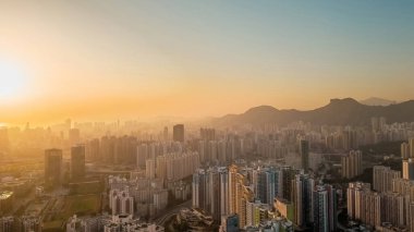 Sunset of Kowloon and HK cityscape From Ping Shan 29 Jan 2023