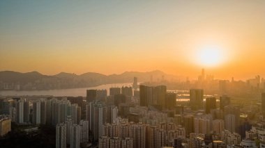 Sunset of Kowloon and HK cityscape From Ping Shan 29 Jan 2023