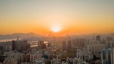 Sunset of Kowloon and HK cityscape From Ping Shan 29 Jan 2023